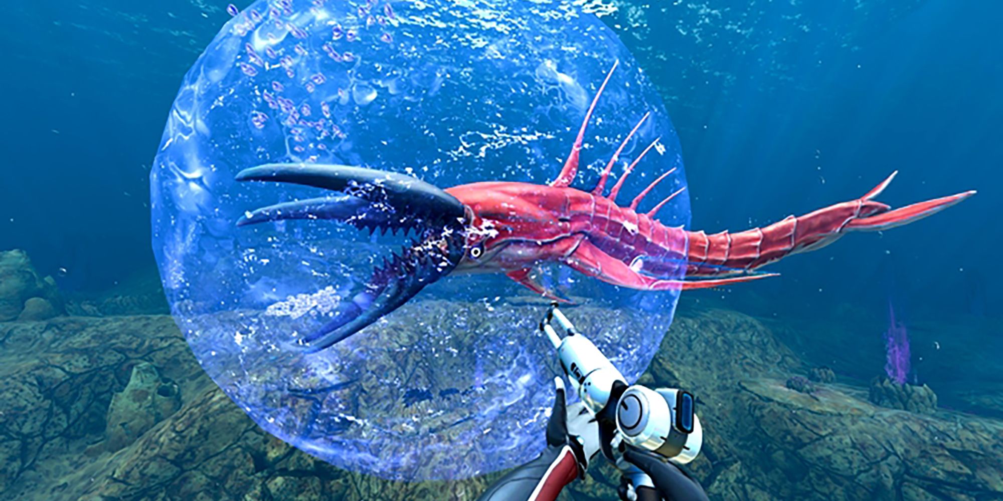 A Stasis Rifle Being Used In Subnautica