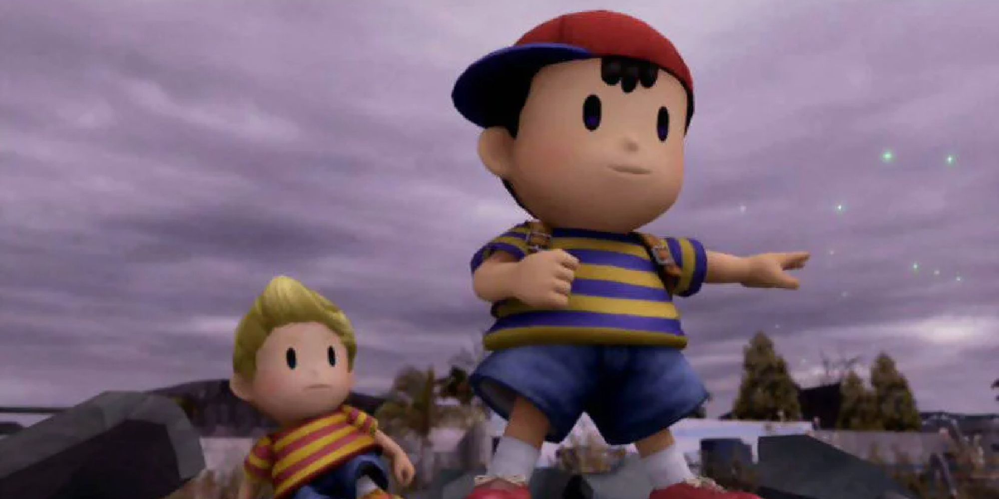 Ness rescuing Lucas in a cutscene from the Subspace Emissary in Smash Bros Brawl