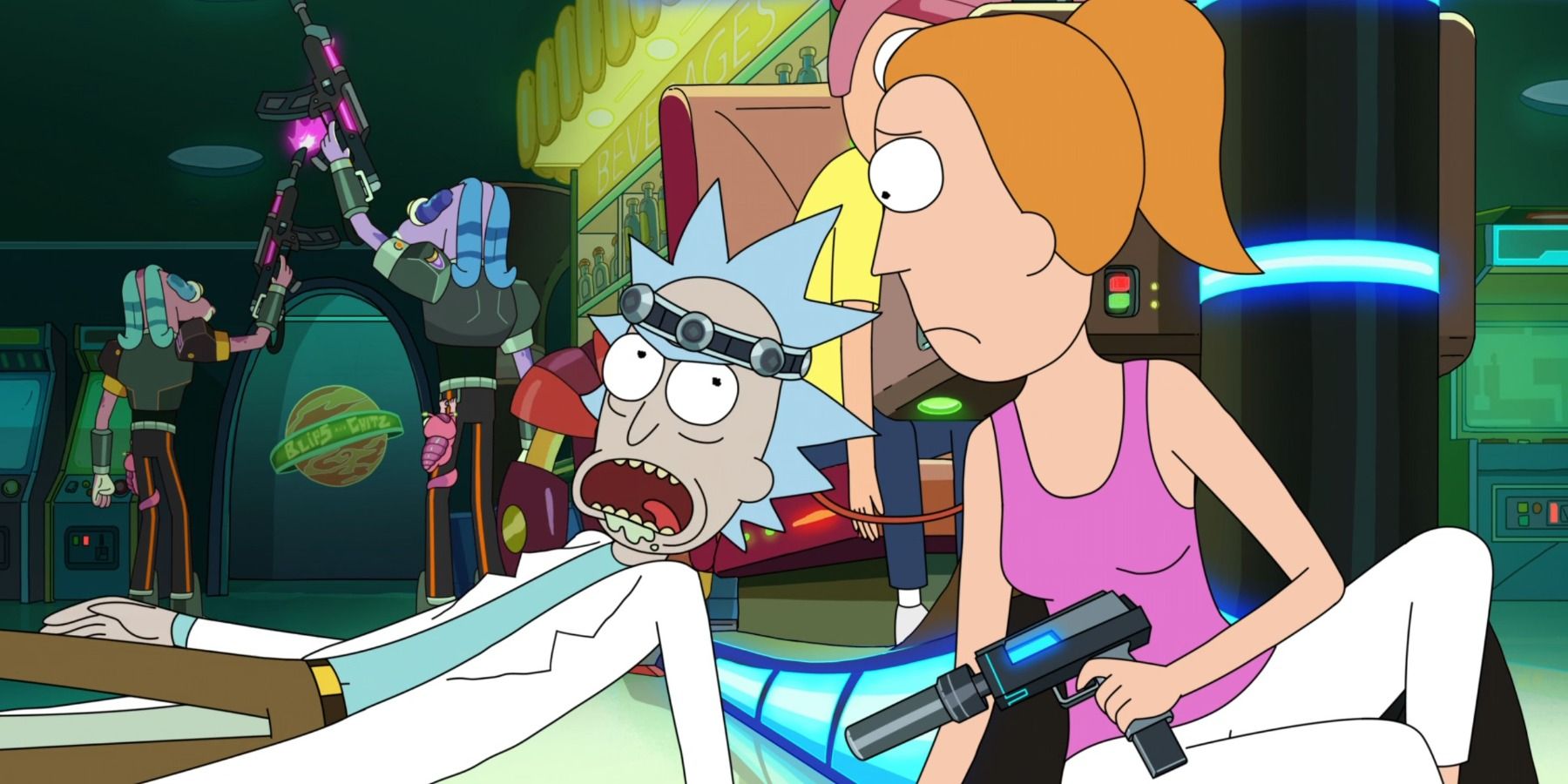 Summer and Rick in Rick and Morty Die Hard episode