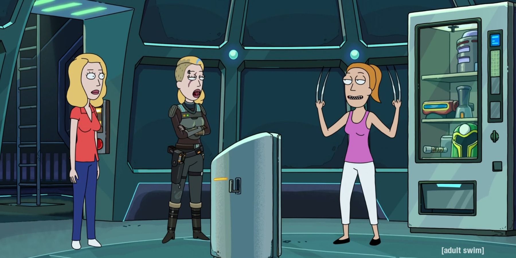 Summer with claws and two Beths in RIck and Morty Marvel easter egg
