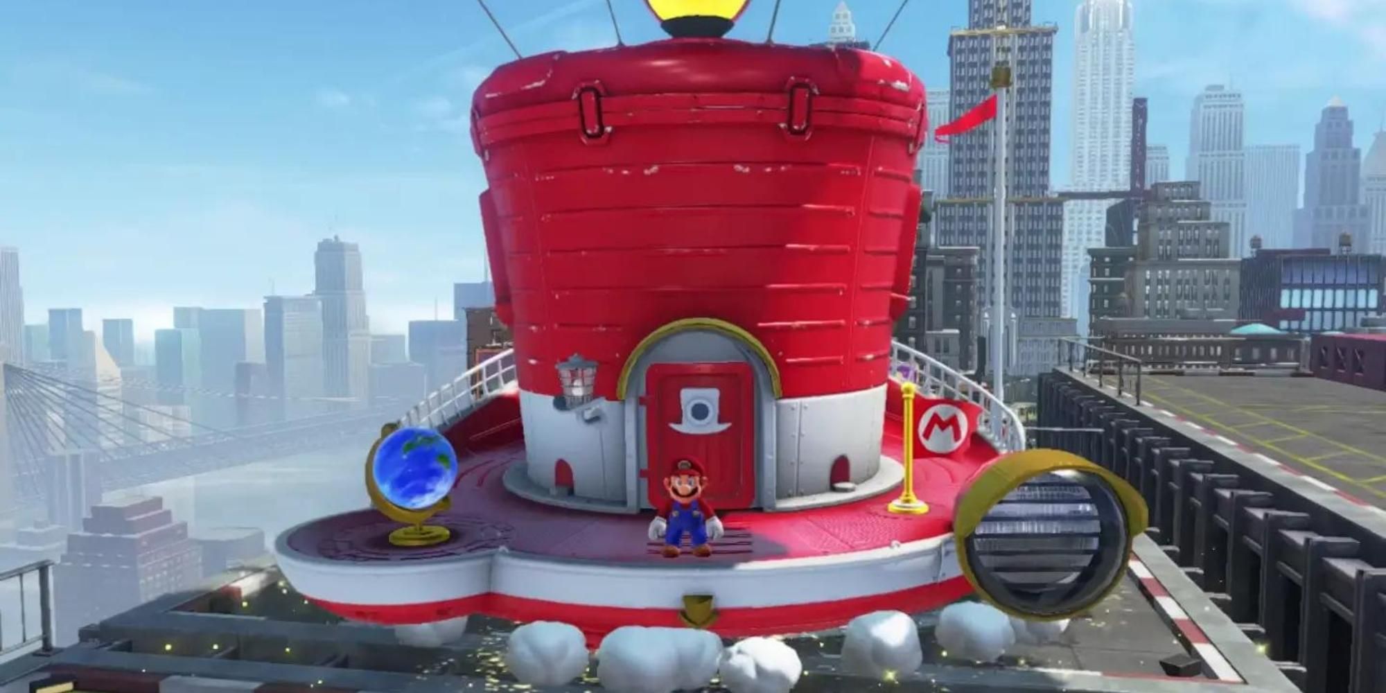 Mario and Ship in Super Mario Odyssey