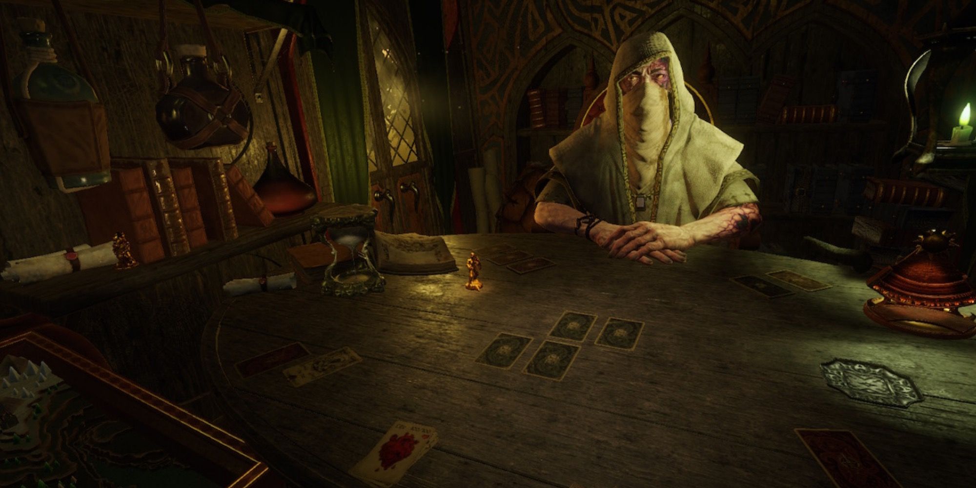 Talking to an NPC in Hand of Fate 2