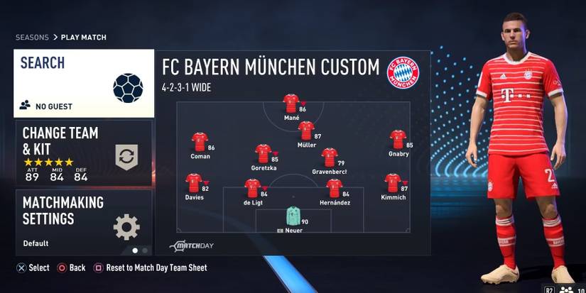 The Bayern Munich squad in the FIFA 23 Seasons lobby edited