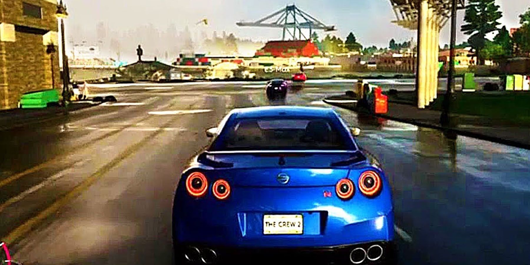 A blue car driving in The Crew 2