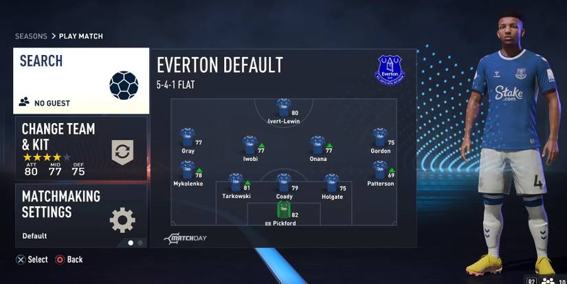 The Everton squad in the FIFA 23 Seasons lobby edited
