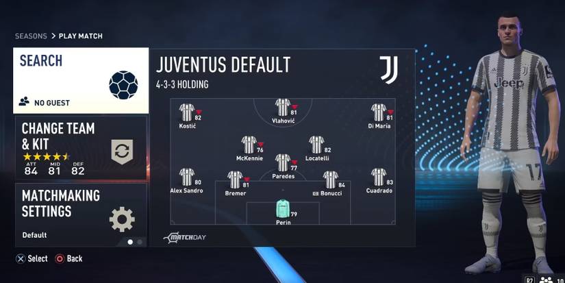 The Juventus squad in the FIFA 23 Seasons lobby edited