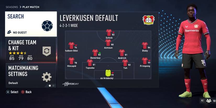 The Leverkusen squad in the FIFA 23 Seasons lobby edited