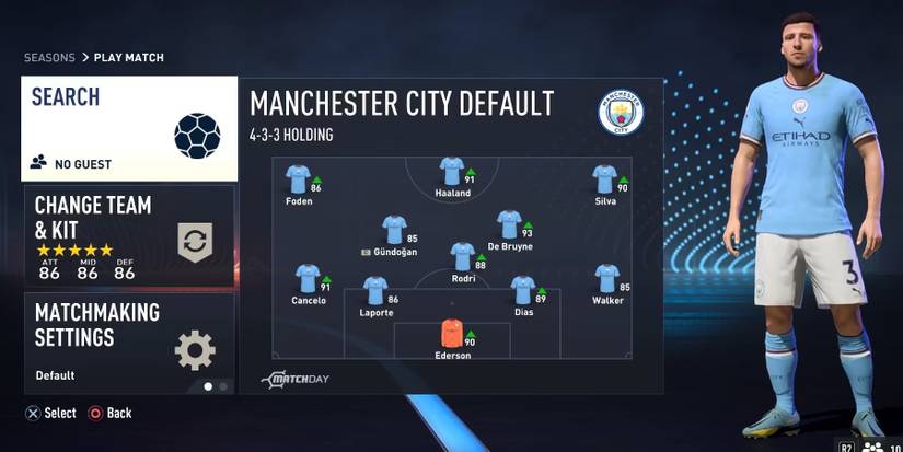 The Manchester City Squad in FIFA 23 Seasons lobby edited