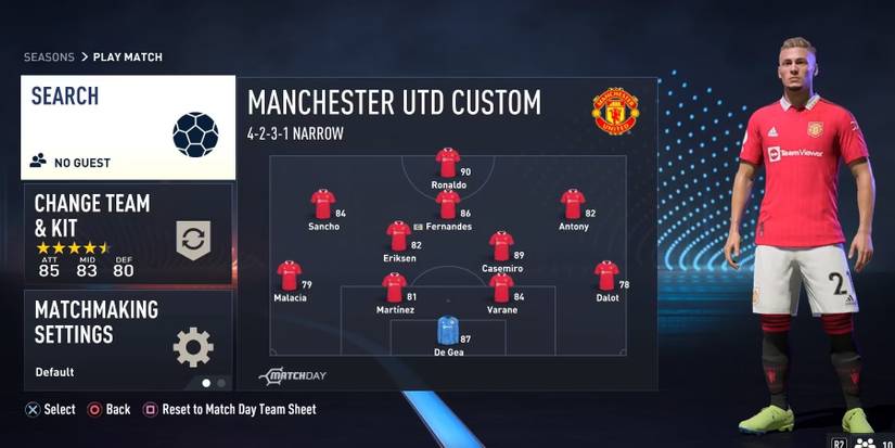 The Manchester United squad in the FIFA 23 Seasons lobby edited