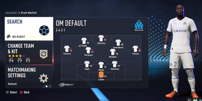 The Marseille squad in the FIFA 23 Seasons lobby edited