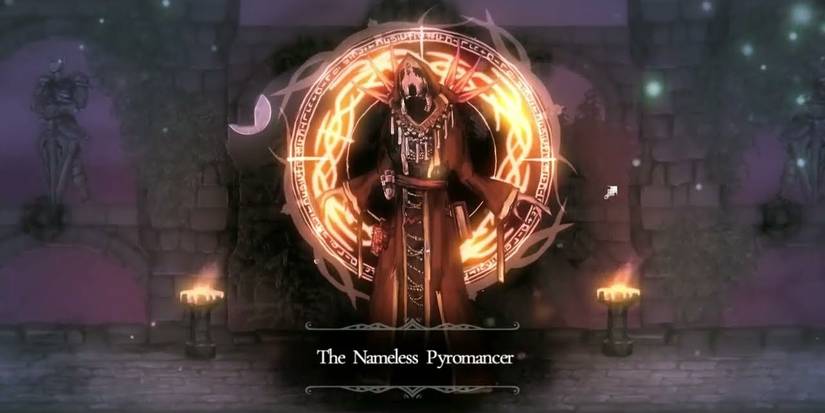 The Nameless Pyromancer enemy that drops materials for the Redmetal set in Salt and Sacrifice