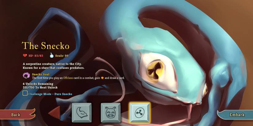 The Snecko Class starting screen