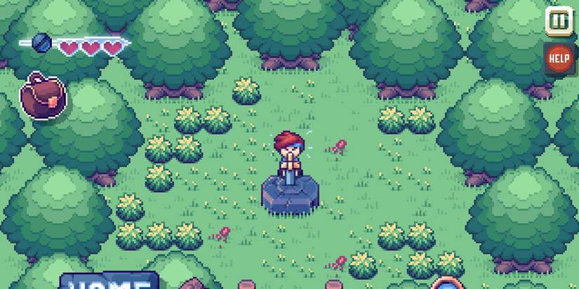 One of the levels in There is No Game: Wrong Dimension showing a player trying to pull a sword from a stone