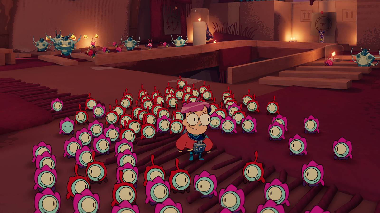 Tinykin Milodane in temple with tinykin