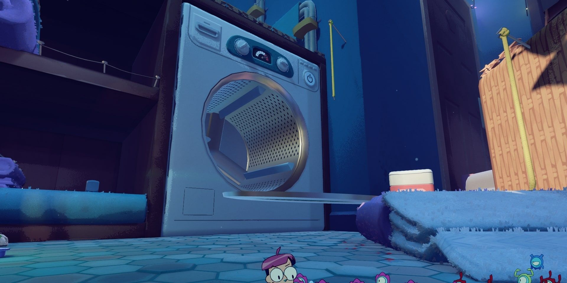 A screenshot of Tinykin of an open washing machine