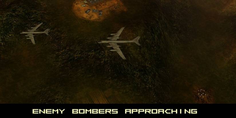 "ENEMY BOMBERS APPROACHING" screen in Top Gun Combat Zones video game