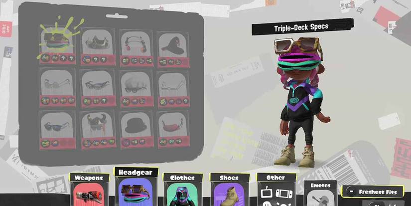 The Triple-Deck Specs headgear in Splatoon 3