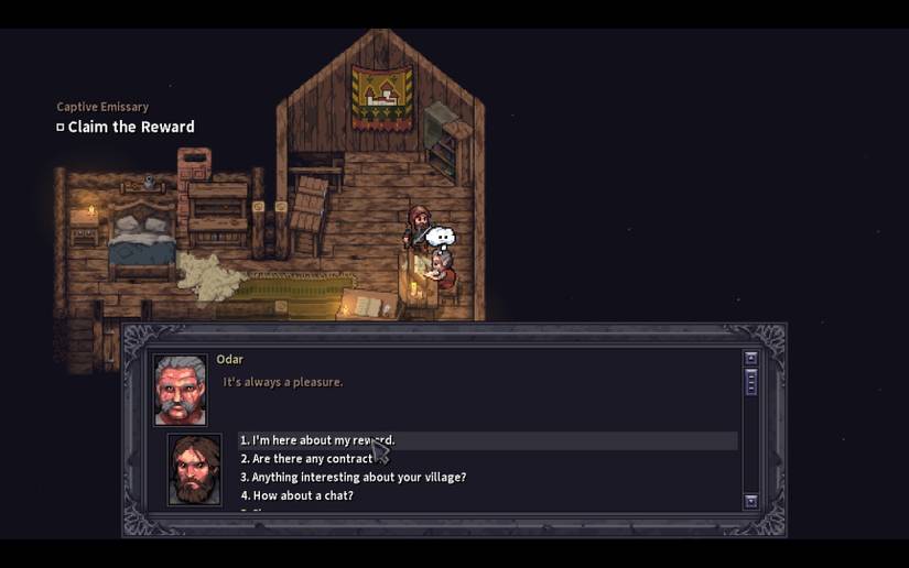 The player turns in the quest with Odar.