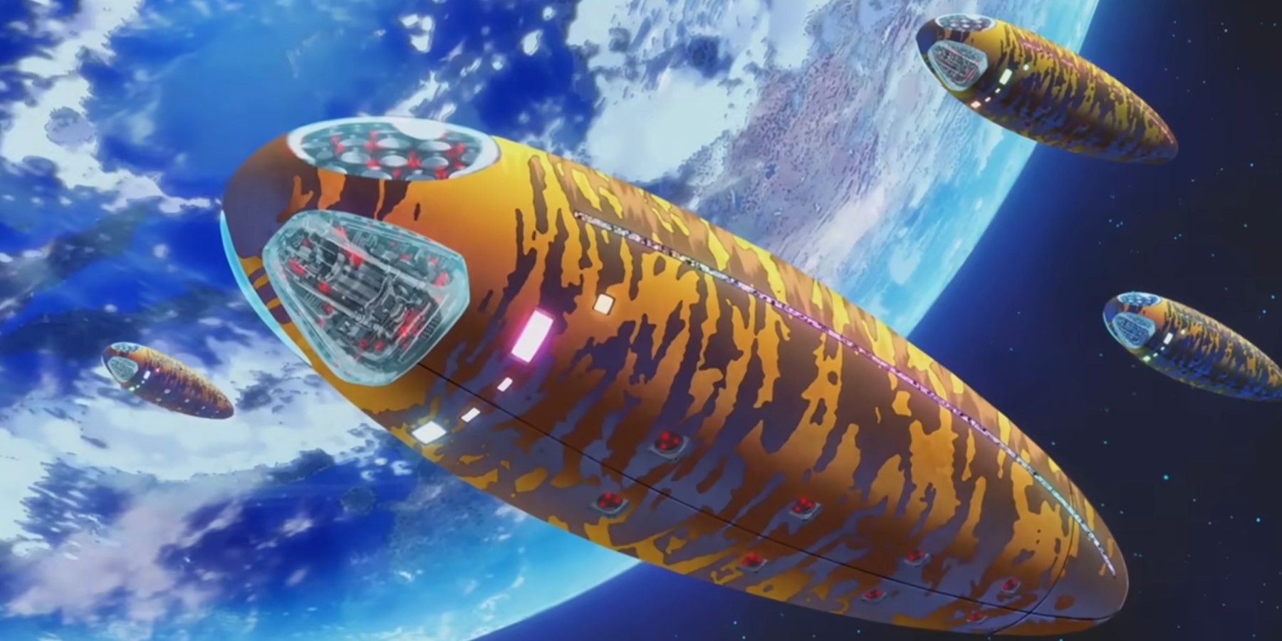 Urusei Yatsura Spaceships flying over earth