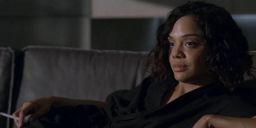 Charlotte Hale reclining and smoking in season 1 of Westworld