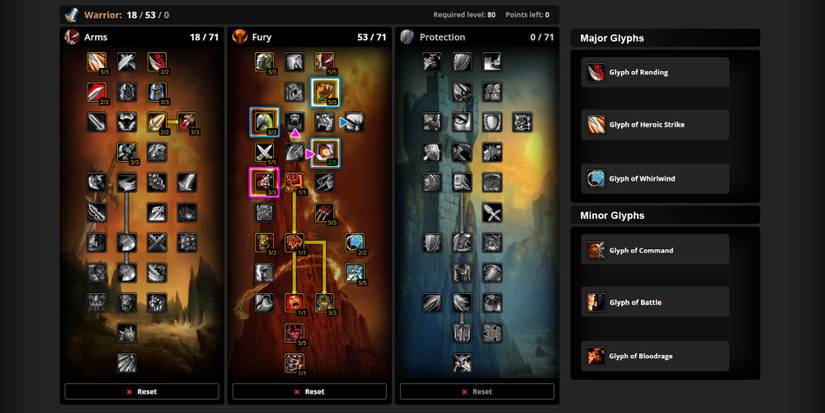 best talent build and glyphs for fury warriors in wow wotlk classic wrath