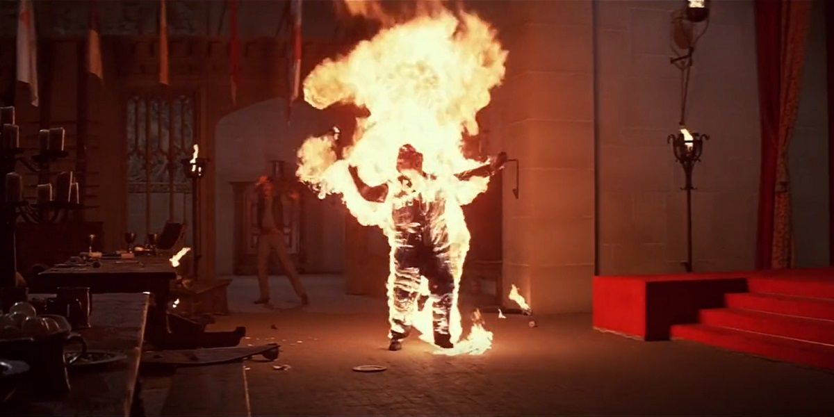 Westworld movie ending Yul Brynner Gunslinger on fire