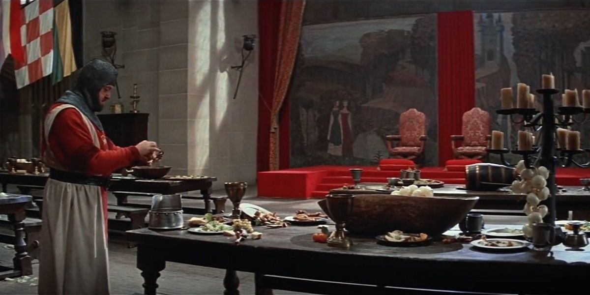 Medieval World banquet table in Westworld Movie