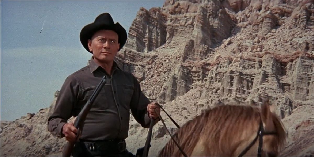 Yul Brynner Gunslinger with shotgun on horseback chase in Westworld movie