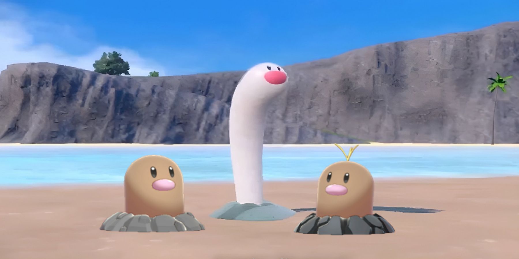 Pokemon Scarlet and Violet's new Wiglett, alongside Diglett's two forms.