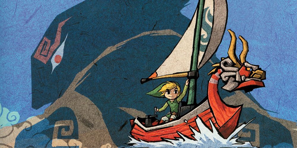 Legend of Zelda Wind Waker Link with Red Lion Sailing on Great Sea