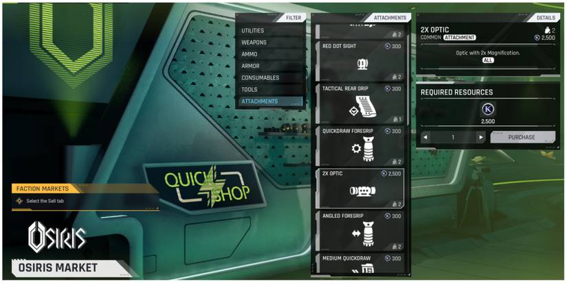 The Cycle: Frontier item shop attachments menu