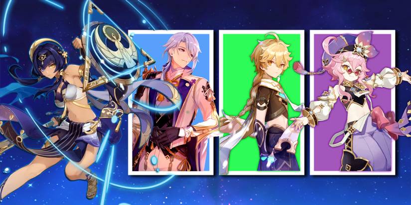candece, ayato, dendro mc, and dori in genshin impact