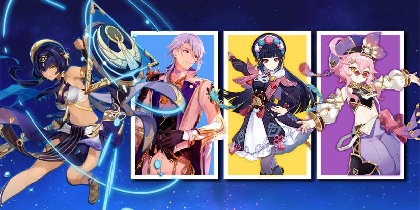 candece, ayato, yunjin, and dori in genshin impact