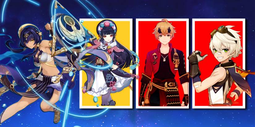 candece, yunjin, thoma, and bennett in genshin impact