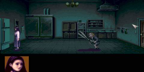 Jennifer being confronted by Scissorman in Clock Tower