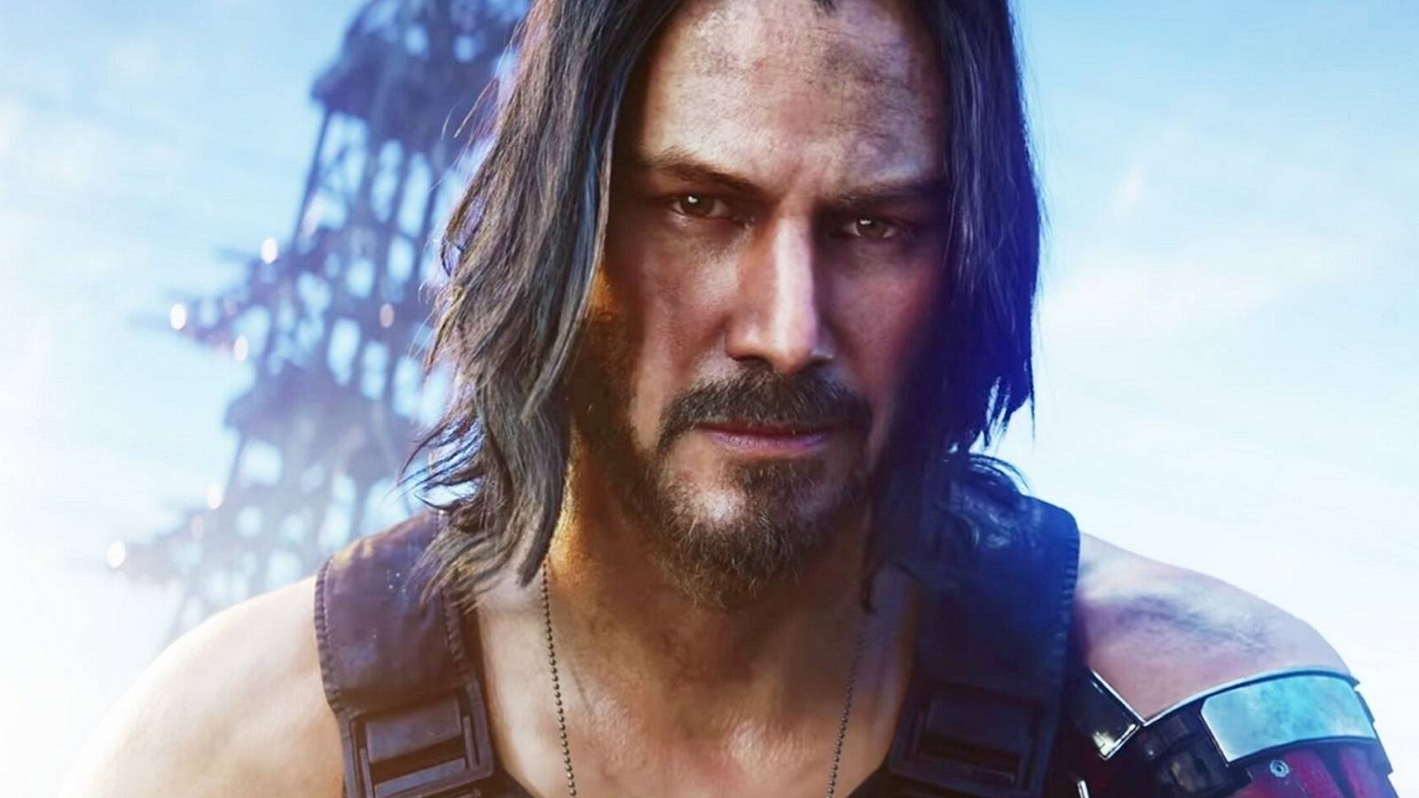 Image from Cyberpunk 2077 showing a close-up of Johnny Silverhand, played by Keanu Reeves.