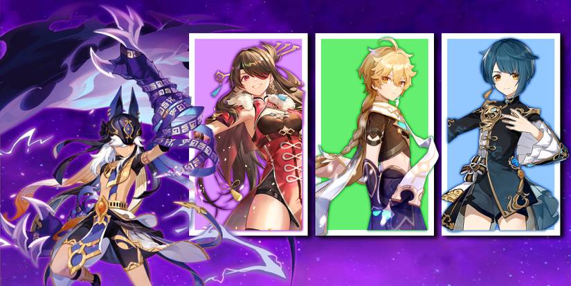 cyno, beidou, dendro mc, and xingqiu in genshin impact