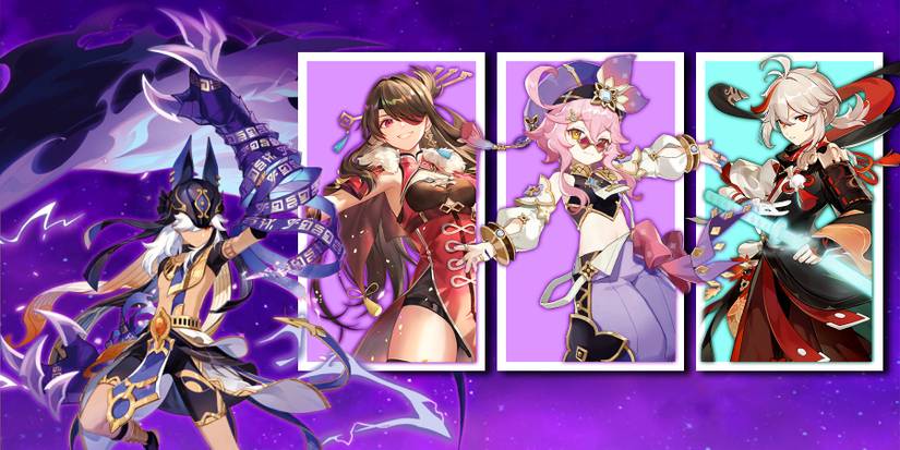 cyno, beidou, dori, and kazuha in genshin impact