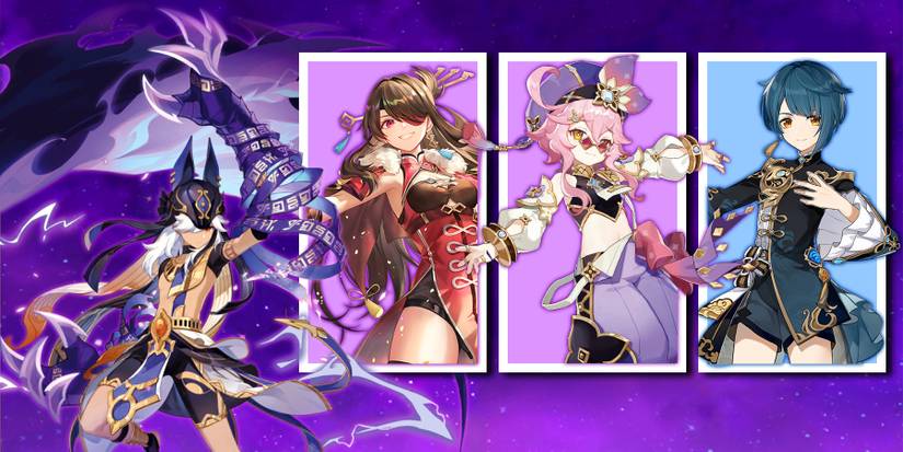 cyno, beidou, dori, and xingqiu in genshin impact