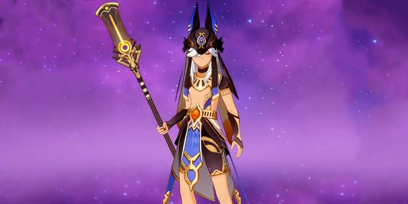 cyno holding staff of the scarlet sands in genshin impact