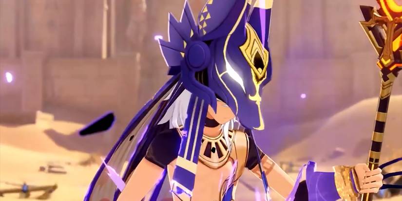 cyno lowering his head in genshin impact