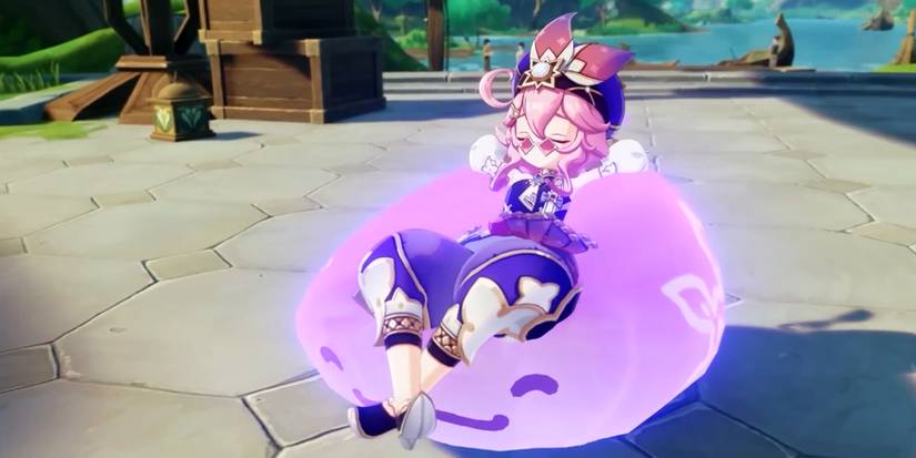 dori relaxing on her slime in genshin impact