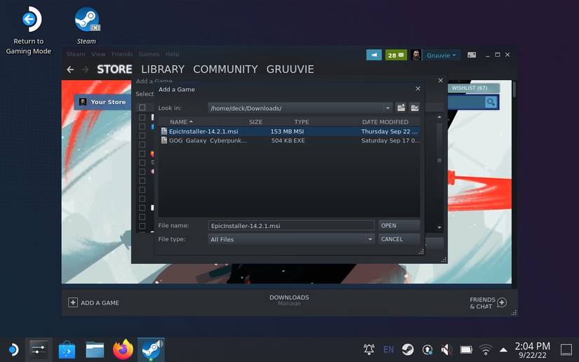 The Downloads folder is open under the indicated path.