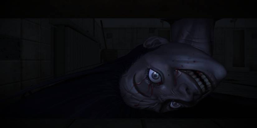 Ghost of girl jump scaring the player, can be found in a 1st floor bathroom by hiding and looking under the door of the last stall