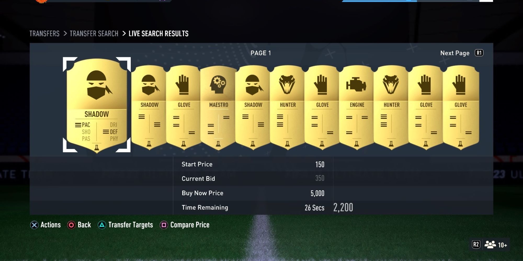 Chemistry style cards on the FIFA 23 Ultimate Team transfer market