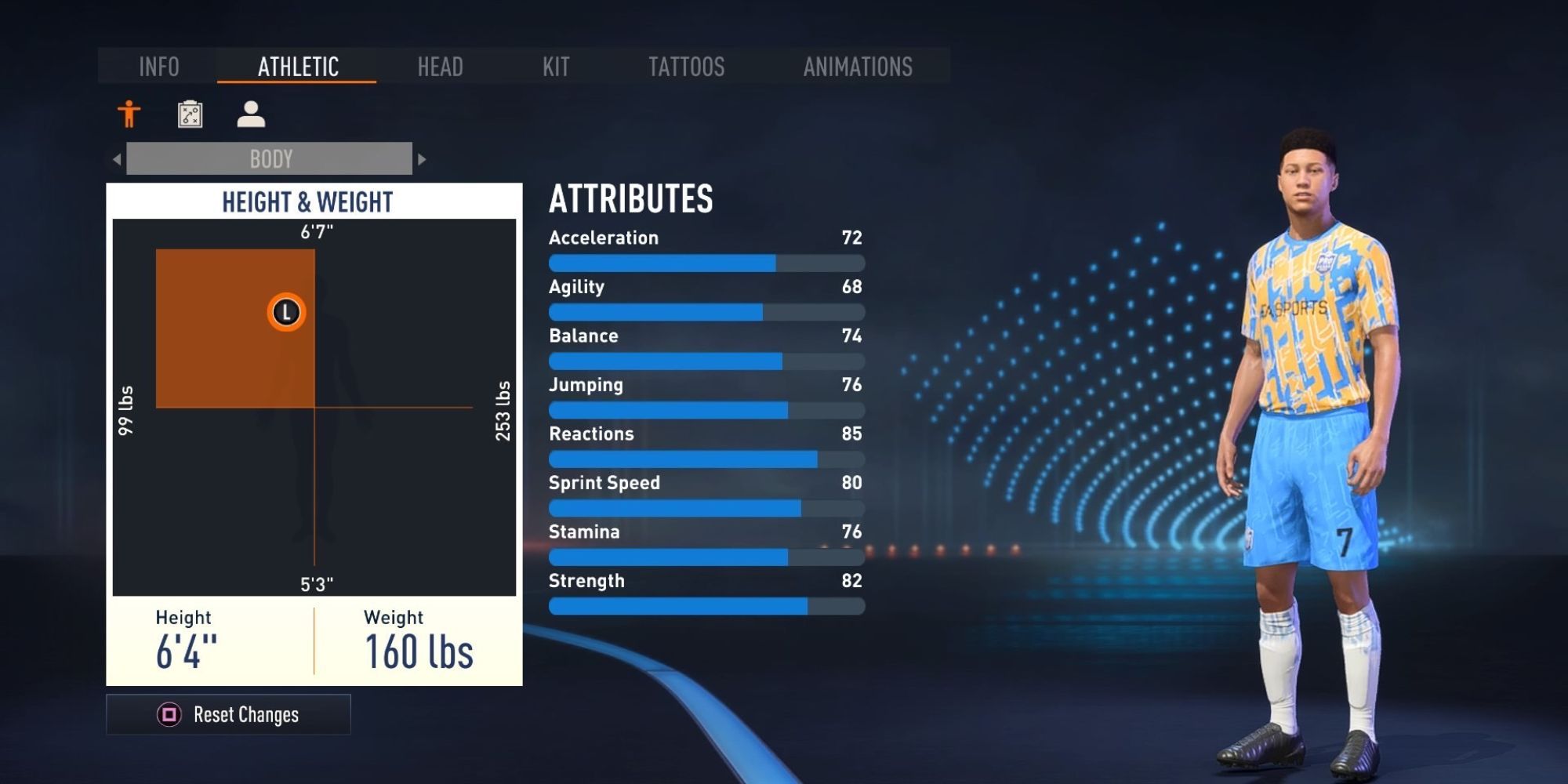 A Pro height changing matrix on FIFA 23 Pro Clubs