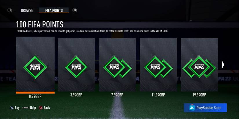 The FIFA Points Store on PlayStation 4