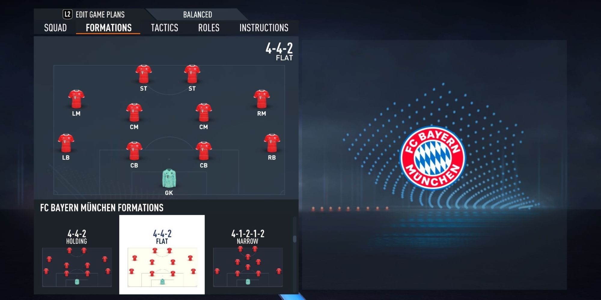 A 442 formation with Bayern on FIFA 23