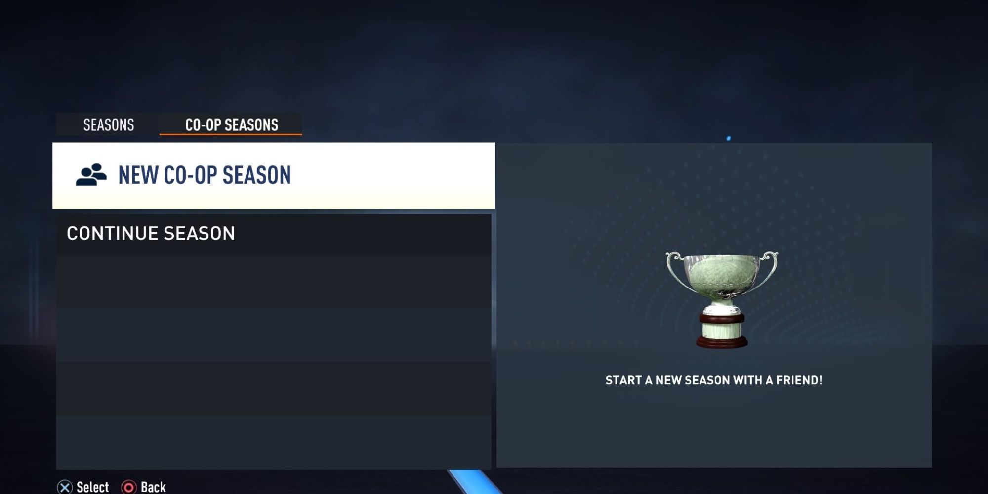 The co op seasons lobby on FIFA 23