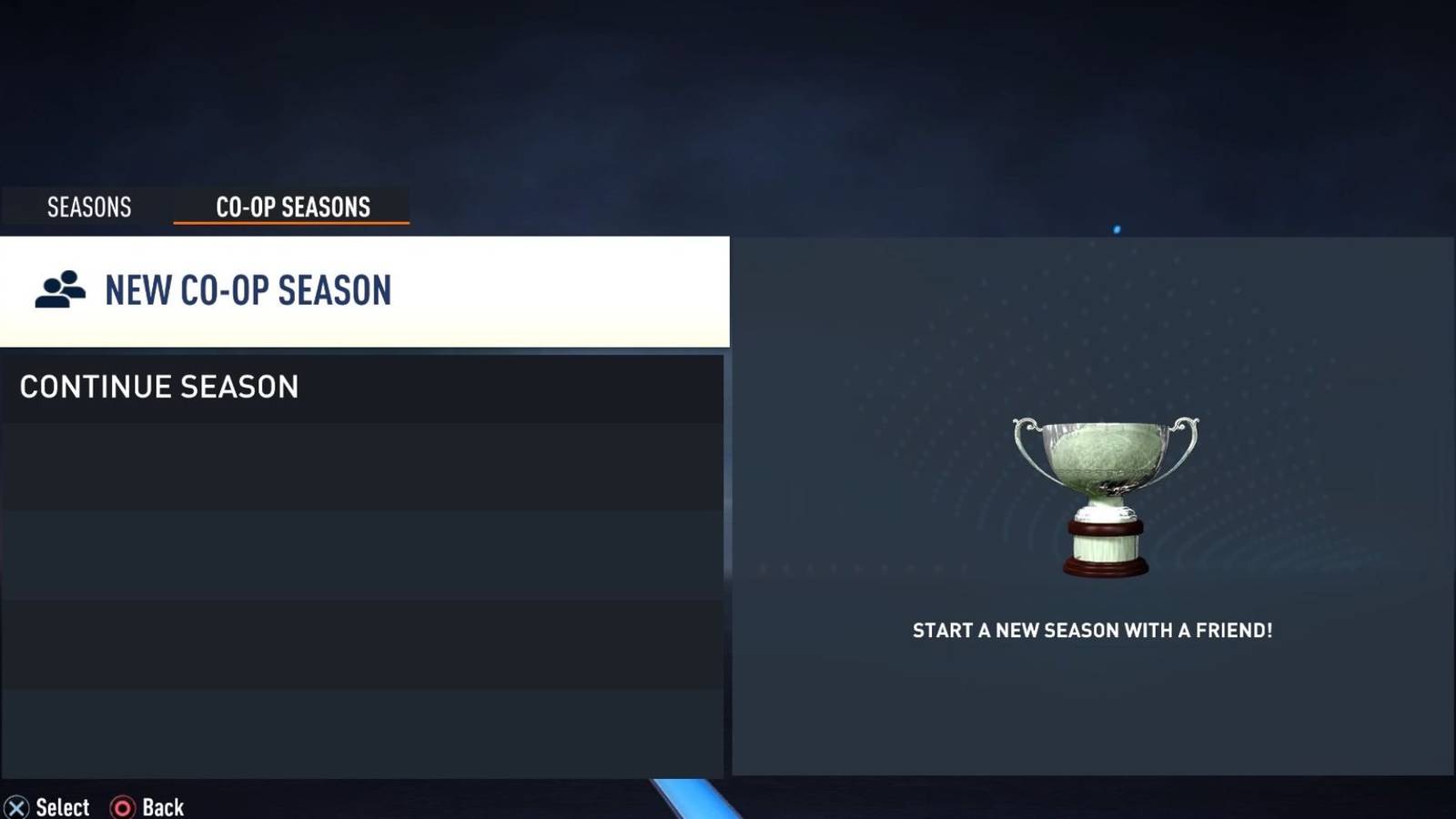 The co op seasons lobby on FIFA 23